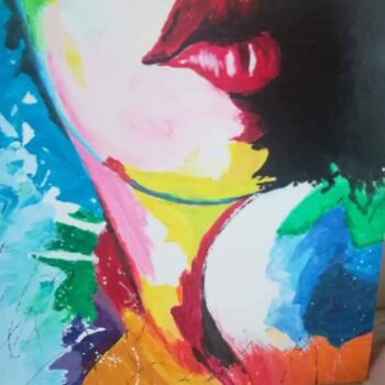 Schilderij getiteld "Rouge baiser" door Brigitte Mancini, Origineel Kunstwerk, Acryl