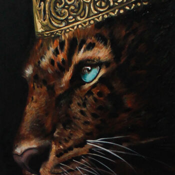 Painting titled "Realeza / Royalty" by Mancouto, Original Artwork, Oil Mounted on Wood Stretcher frame