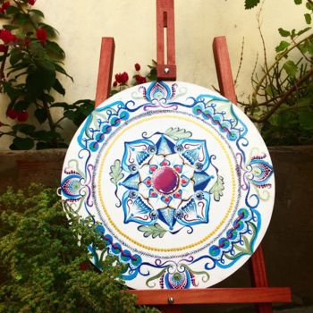 Painting titled "Mandala decorative…" by Nicole Porto, Original Artwork, Acrylic