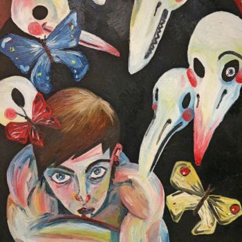 Pittura intitolato "среди своих страхов" da Ilia Chudakov, Opera d'arte originale, Olio