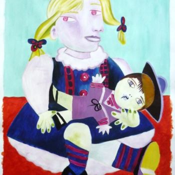 Pittura intitolato "Maya à la poupée" da Meg Andg, Opera d'arte originale