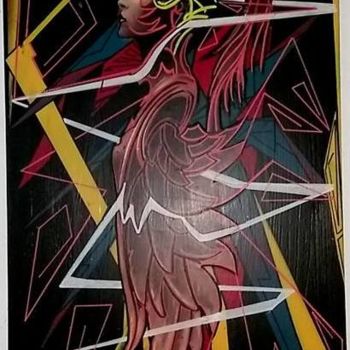Painting titled "Warrior Spirit" by Drakman Kut Kut, Original Artwork, Spray paint
