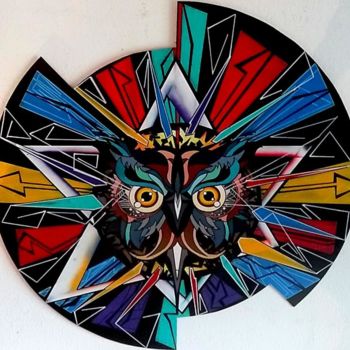 「Big Owl」というタイトルの絵画 Drakman Kut Kutによって, オリジナルのアートワーク, スプレー式塗料
