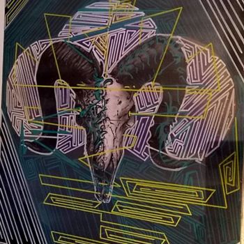 「CapriSkull」というタイトルの絵画 Drakman Kut Kutによって, オリジナルのアートワーク, アクリル