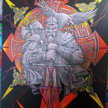 Schilderij getiteld "Viking" door Drakman Kut Kut, Origineel Kunstwerk, Graffiti