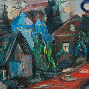 Painting titled "Evening in Smoljanac" by Romantic, Original Artwork, Oil