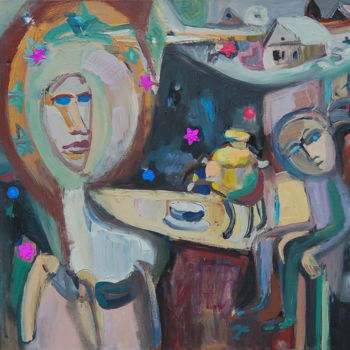 Картина под названием "The tea party. I an…" - Romantic, Подлинное произведение искусства, Акрил