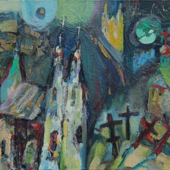 Painting titled "Vitebsk. Cathedrals." by Romantic, Original Artwork, Oil