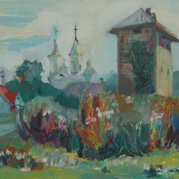 Pintura intitulada "The old mill." por Romantic, Obras de arte originais, Óleo