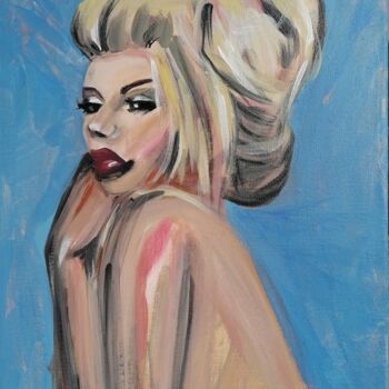 Malerei mit dem Titel "thinking Lady" von Mandy Jacob, Original-Kunstwerk, Acryl