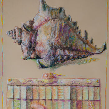 Σχέδιο με τίτλο "Colored Shell" από Mandy Sand, Αυθεντικά έργα τέχνης, Παστέλ