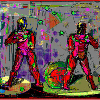 Digital Arts titled "Acrobats a" by Mandy Sand, Original Artwork, Digital Painting
