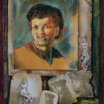 Collagen mit dem Titel "Rembrandt" von Mandy Sand, Original-Kunstwerk, Papier