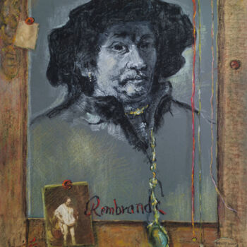 Collages titled "Rembrandt  1655" by Mandy Sand, Original Artwork, Paper