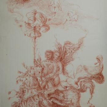 Rysunek zatytułowany „Adam and Eve” autorstwa Mandy Sand, Oryginalna praca, Węgiel drzewny