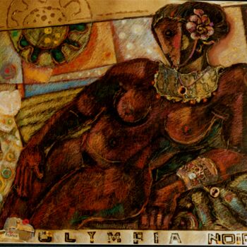 Κολάζ με τίτλο "Olympia Noire" από Mandy Sand, Αυθεντικά έργα τέχνης, Χαρτί