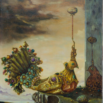 Peinture intitulée "Venetian Dove" par Mandy Sand, Œuvre d'art originale, Huile