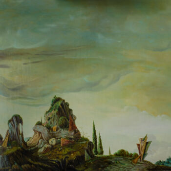 Schilderij getiteld "An imaginary landsc…" door Mandy Sand, Origineel Kunstwerk, Olie