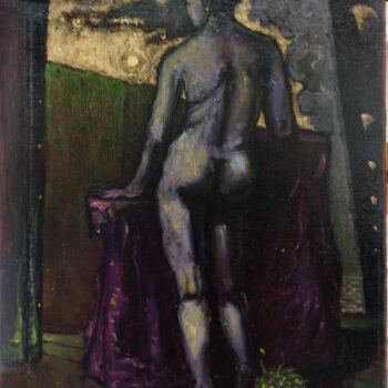 Painting titled "Nude's Back" by Mandy Sand, Original Artwork, Oil