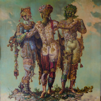 Painting titled "Three Graces" by Mandy Sand, Original Artwork, Oil