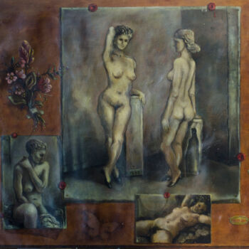 Pittura intitolato "Three paintings of…" da Mandy Sand, Opera d'arte originale, Olio