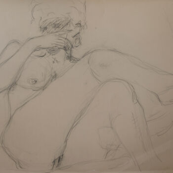 Drawing titled "Nude sketch" by Mandy Sand, Original Artwork, Pencil