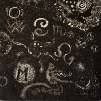 Gravures & estampes intitulée "Symbols" par Mandy Sand, Œuvre d'art originale, Eau-forte
