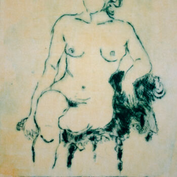Incisioni, stampe intitolato "Sitting Nude" da Mandy Sand, Opera d'arte originale, Acquaforte