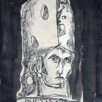 Disegno intitolato "Plictis" da Mandy Sand, Opera d'arte originale, Inchiostro
