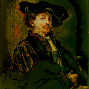 Kolaże zatytułowany „Rembrandt 1640” autorstwa Mandy Sand, Oryginalna praca, Inny