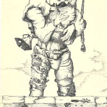 Drawing titled "Bagpipe player-1" by Mandy Sand, Original Artwork, Pencil