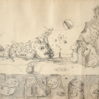 Desenho intitulada "Dali's house-1" por Mandy Sand, Obras de arte originais, Lápis