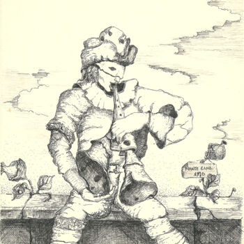 Zeichnungen mit dem Titel "Brass Player-2" von Mandy Sand, Original-Kunstwerk, Bleistift