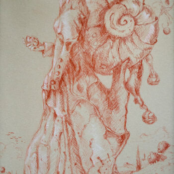 Disegno intitolato "A woman with a shel…" da Mandy Sand, Opera d'arte originale, Matite colorate