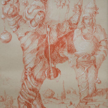 Rysunek zatytułowany „Clowns” autorstwa Mandy Sand, Oryginalna praca, Conté