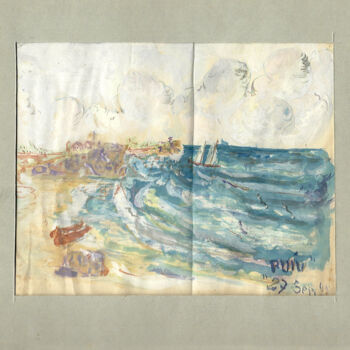 Painting titled "Sea view" by Mandy Sand, Original Artwork, Watercolor