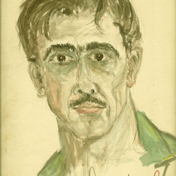 Malerei mit dem Titel "Self Portrait-1960" von Mandy Sand, Original-Kunstwerk, Aquarell