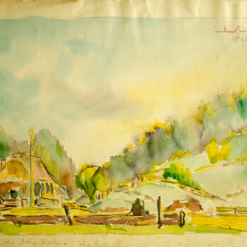 Painting titled "Wine Valley - Roman…" by Mandy Sand, Original Artwork, Watercolor