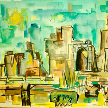 Painting titled "Buildings and Antiq…" by Mandy Sand, Original Artwork, Watercolor
