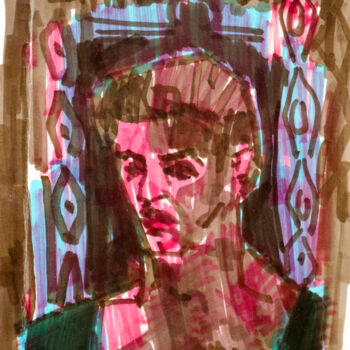 Peinture intitulée "Self portrait 1964_2" par Mandy Sand, Œuvre d'art originale, Aquarelle