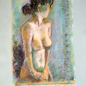 Drawing titled "Half body Nude" by Mandy Sand, Original Artwork, Pastel