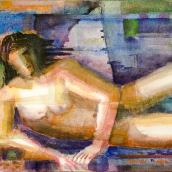 Tekening getiteld "Lying Nude_1" door Mandy Sand, Origineel Kunstwerk, Inkt