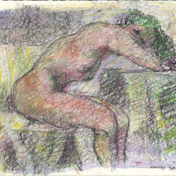 Tekening getiteld "Nude leaning over h…" door Mandy Sand, Origineel Kunstwerk, Inkt