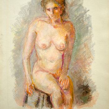 Dibujo titulada "Sitting Nude_8" por Mandy Sand, Obra de arte original, Tinta