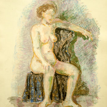 Σχέδιο με τίτλο "Sitting Nude-3" από Mandy Sand, Αυθεντικά έργα τέχνης, Μελάνι