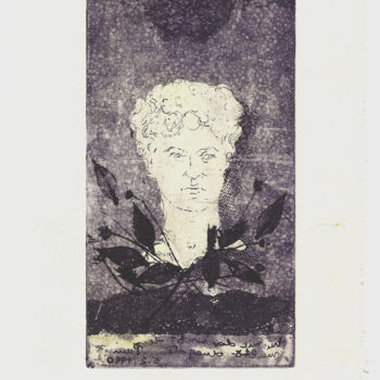 Εκτυπώσεις & Χαρακτικά με τίτλο "Agy's Head with lea…" από Mandy Sand, Αυθεντικά έργα τέχνης, Χαρακτική