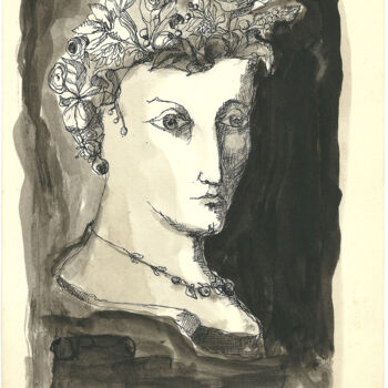Ζωγραφική με τίτλο "Head of  woman stat…" από Mandy Sand, Αυθεντικά έργα τέχνης, Γκουάς