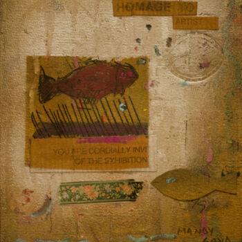 Collagen mit dem Titel "Fish" von Mandy Sand, Original-Kunstwerk