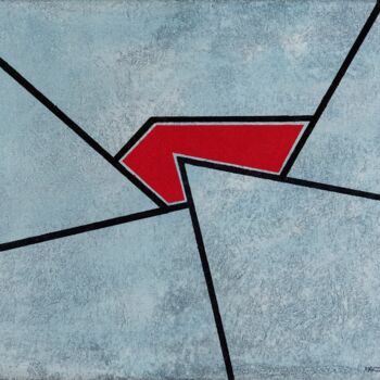 Pintura titulada "Roig entre traços n…" por Manel Marzo-Mart, Obra de arte original, Acrílico Montado en Bastidor de camilla…