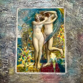 Pittura intitolato "Eros und Psyche" da Manfred Beck-Arnstein, Opera d'arte originale, Matita Montato su Pannello di legno